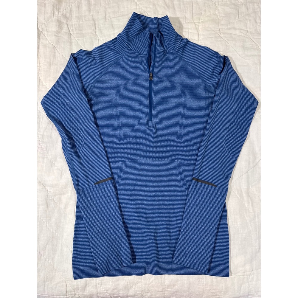 Lululemon Swiftly Tech 1/2 Zip 2.0 Blue Striped Long Sleeve Running Top Size 6